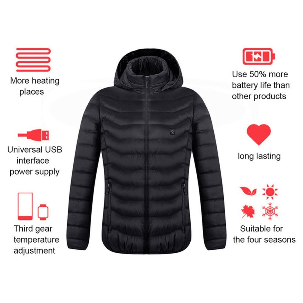 ❄️ Stay Warm Anywhere! USB Heated Jacket with 🔥 Multiple Heat Settings, 🎯 Targeted Heating Zones, 🔋 Long-Lasting Battery & 🎨 3 Stylish Colors
