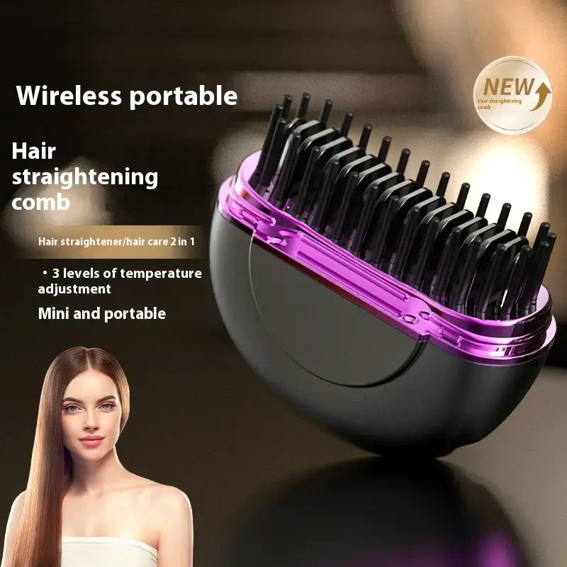 Cordless portable hair straightener for quick styling touch-ups