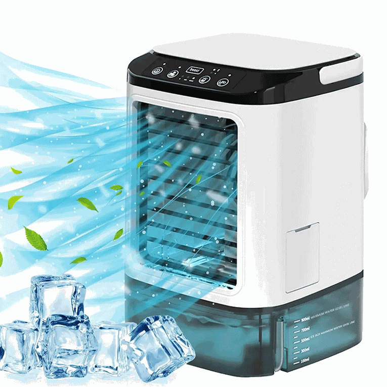 ArcticMist white portable air cooler with mist and ice graphics